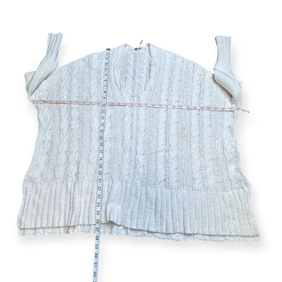 FREE PEOPLE Women’s Cream Long Sleeve Easy Cable Knit V-Neck Sweater Size Small - Picture 6 of 6